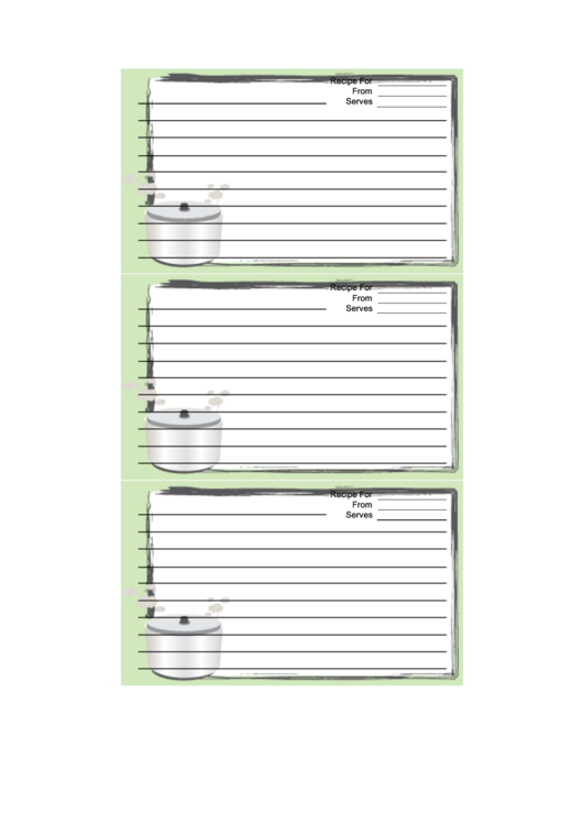 Crockpot Light Green Recipe Card Template Printable pdf