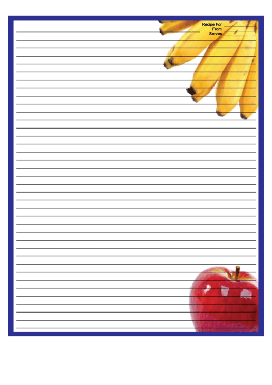 Apple Bananas Blue Recipe Card 8x10 Printable pdf