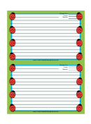 Green Ladybugs Recipe Card 4x6 Template