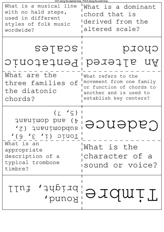 Music Terminology Flash Cards Printable pdf