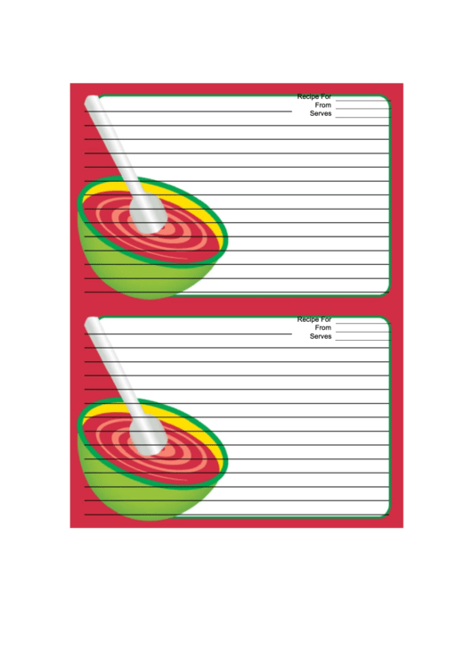 Mixing Bowl Red Recipe Card Printable pdf