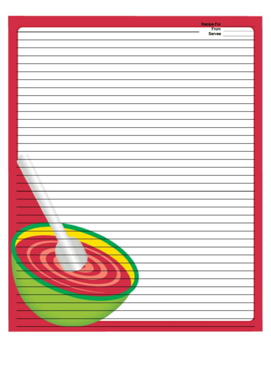 Mixing Bowl Red Recipe Card 8x10 Printable pdf