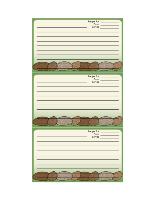 Potatoes Green Recipe Card Template Printable pdf