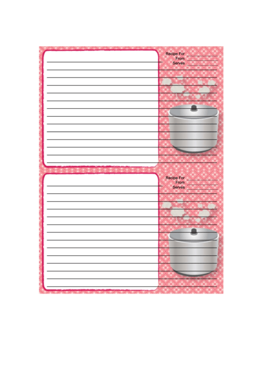Pot Pink Recipe Card Template Printable pdf