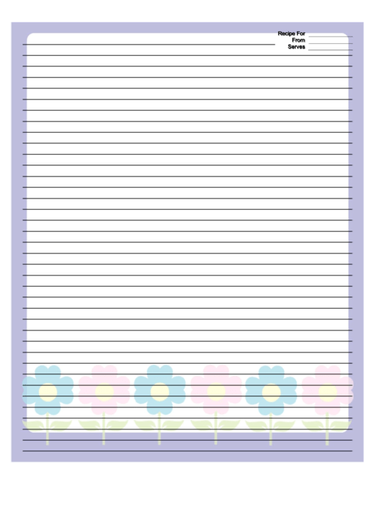 Purple Pastel Flowers Recipe Card 8x10 Printable pdf