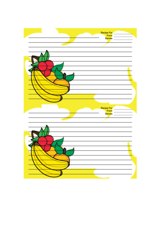 Banana Orange Cherry Yellow Recipe Card Printable pdf