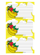 Banana Orange Cherry Yellow Recipe Card Template