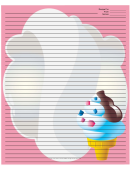Ice Cream Cone Pink Recipe Card 8x10