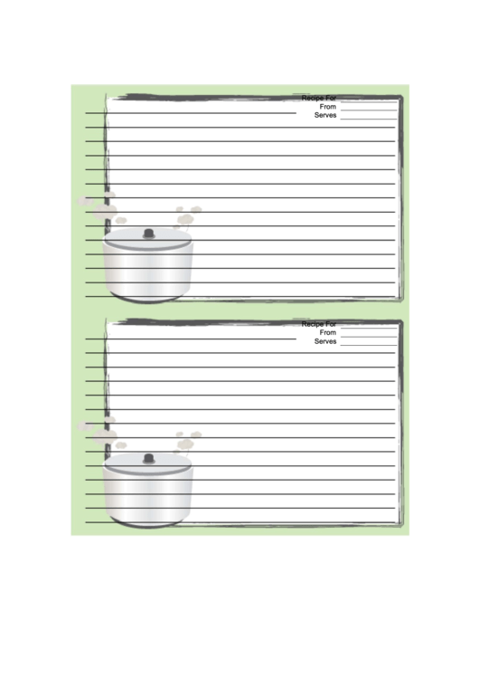 Crockpot Light Green Recipe Card 4x6 Printable pdf