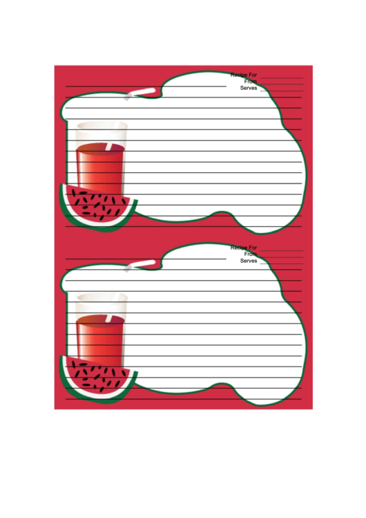 Watermelon Drink Recipe Card Printable pdf
