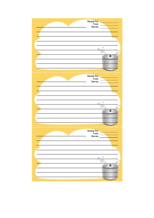 Crockpot Yellow Recipe Card Template Printable pdf