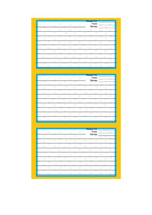 Blue Yellow Border Recipe Card Template Printable pdf