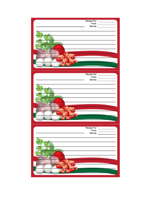 Italian Meat Eggs Herbs Recipe Card Template Printable pdf