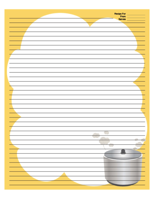 Crockpot Yellow Recipe Card 8x10 Printable pdf