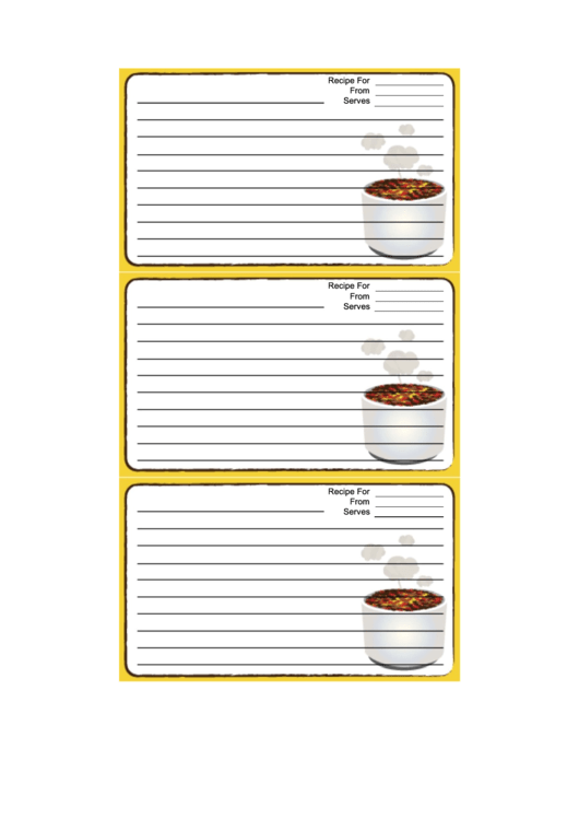 Tasty Yellow Recipe Card Template Printable pdf
