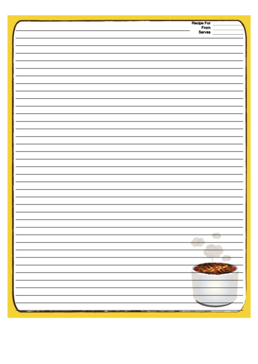 Tasty Yellow Recipe Card 8x10 Printable pdf