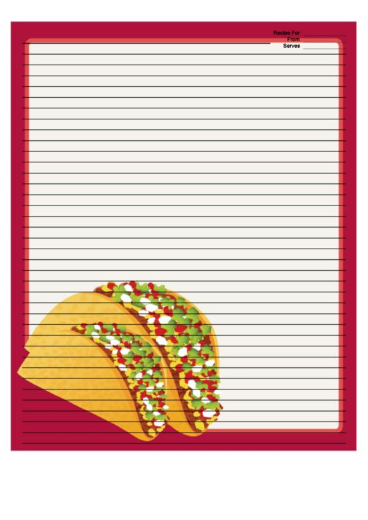 Tacos Recipe Card 8x10 Printable pdf