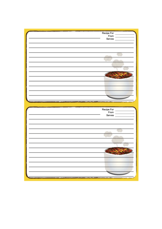 Tasty Yellow Recipe Card 4x6 Printable pdf