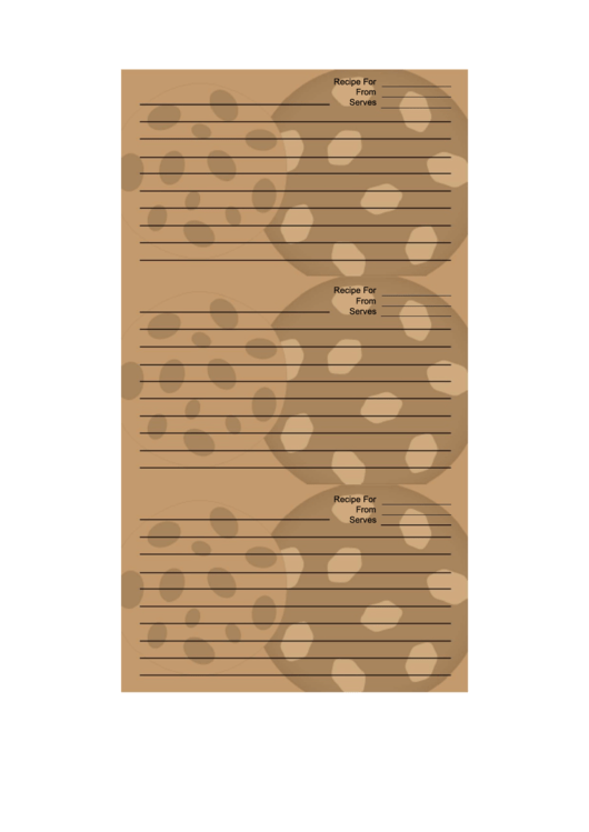 Chocolate Chip Cookies Brown Recipe Card Template Printable pdf