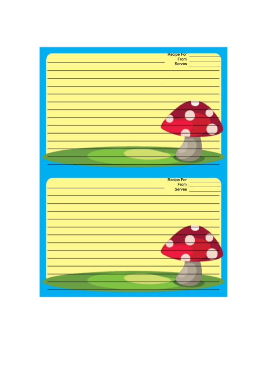 Blue Mushrooms Recipe Card Printable pdf