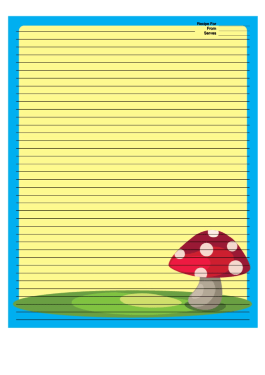 Blue Mushrooms Recipe Card 8x10 Printable pdf