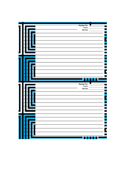 Blue Black Geometric Recipe Card Printable pdf