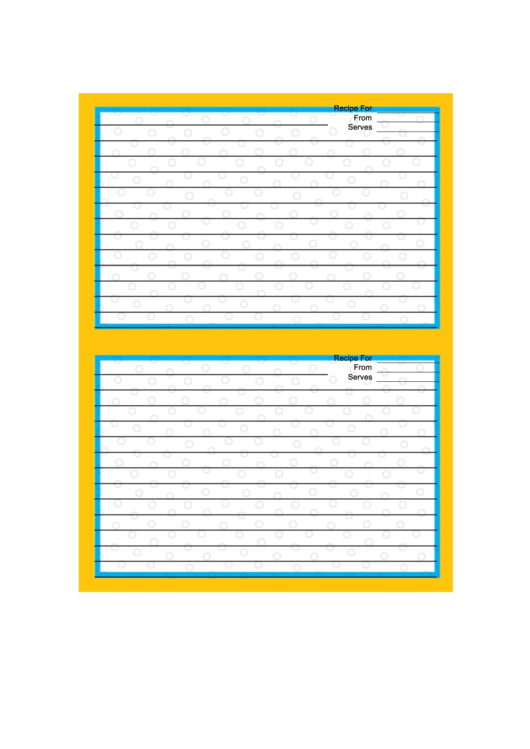 Blue Yellow Border Recipe Card 4x6 Template Printable pdf