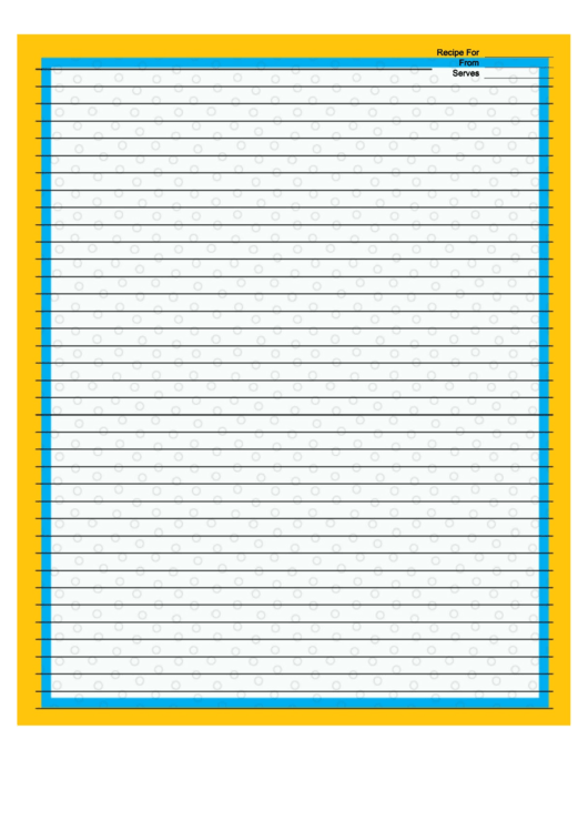 Blue Yellow Border Recipe Card 8x10 Printable pdf