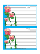 Blue Flowers Recipe Card 4x6