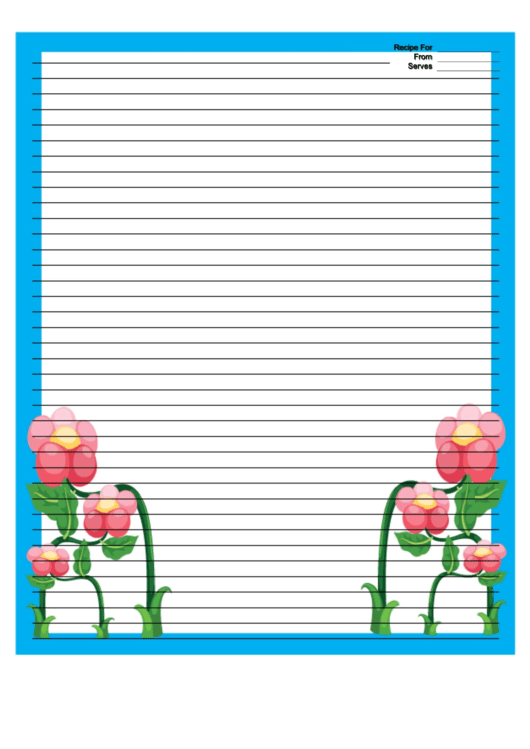 Blue Flowers Recipe Card 8x10 Printable pdf