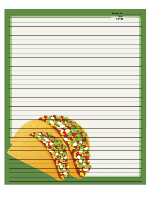 Tacos Green Recipe Card 8x10 Printable pdf