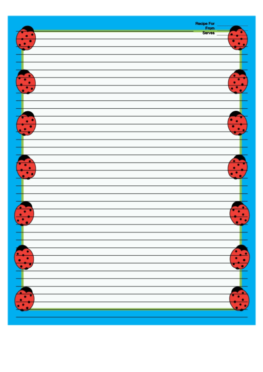 Blue Ladybugs Recipe Card 8x10 Printable pdf