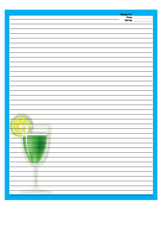 Cocktail Blue Recipe Card 8x10 Printable pdf