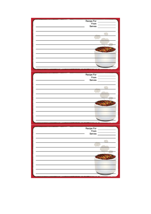 Tasty Red Recipe Card Template Printable pdf