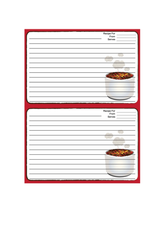 Tasty Red Recipe Card 4x6 Printable pdf