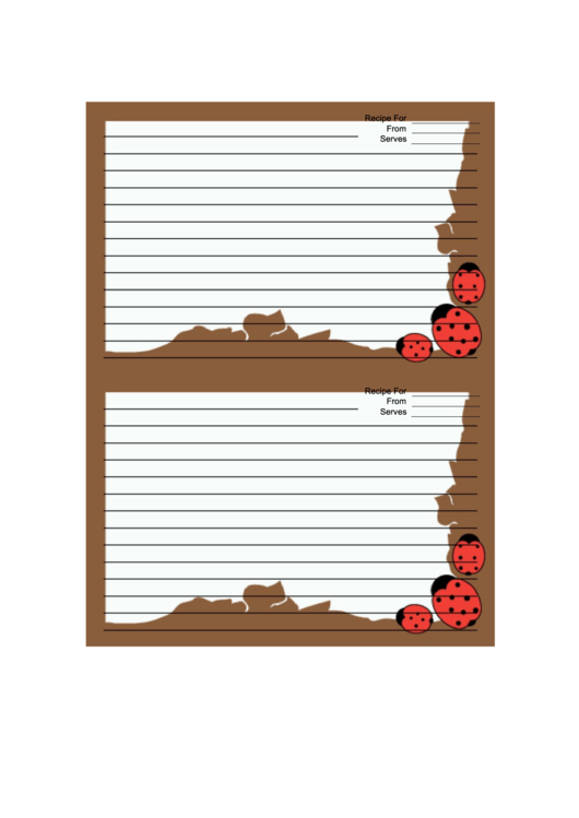 Brown Ladybugs Recipe Card 4x6 Printable pdf