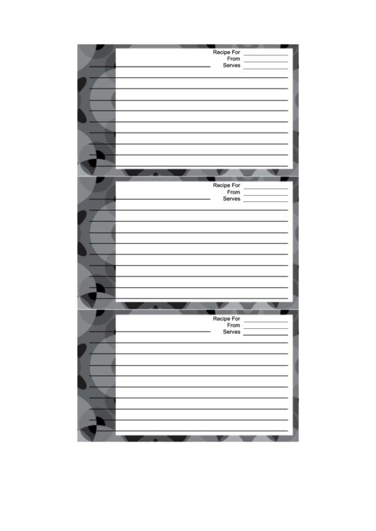 Black Gray Wallpaper Recipe Card Template Printable pdf