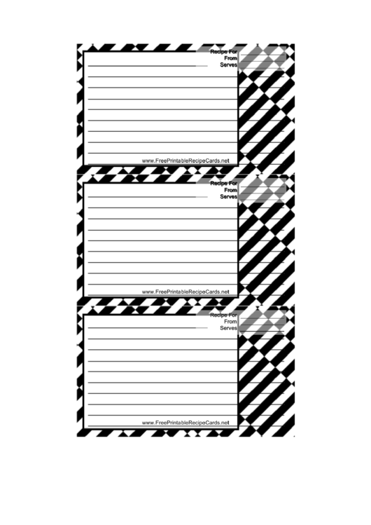 Busy Black White Recipe Card Template Printable pdf