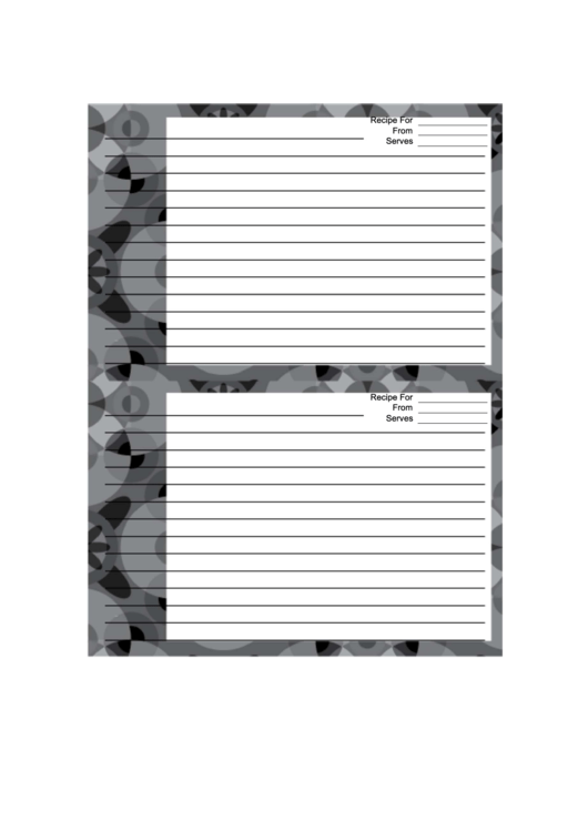 Black And Gray Wallpaper Recipe Card Template 4x6 Printable pdf