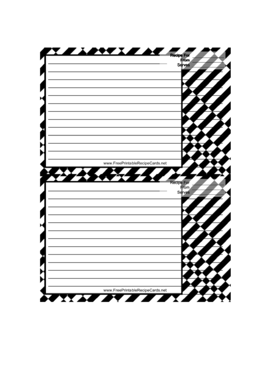 Busy Black White Recipe Card 4x6 Printable pdf