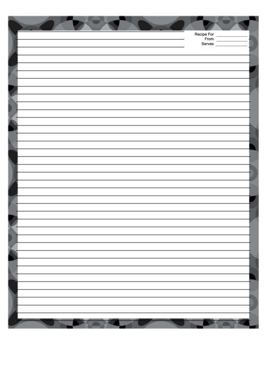 Black Gray Wallpaper Recipe Card 8x10 Printable pdf