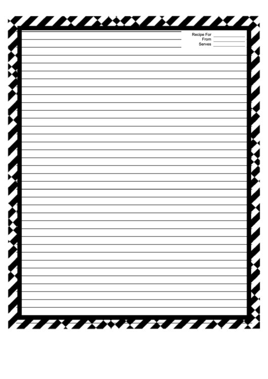 Busy Black White Recipe Card 8x10 Printable pdf