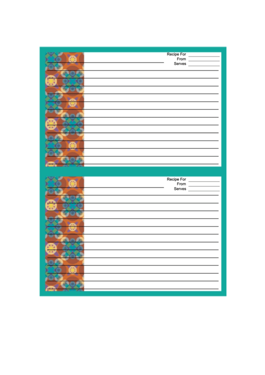 Green Wallpaper Recipe Card Template 4x6 Printable pdf