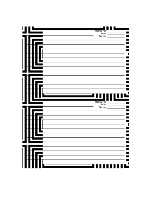 Black White Geometric Recipe Card 4x6 Printable pdf