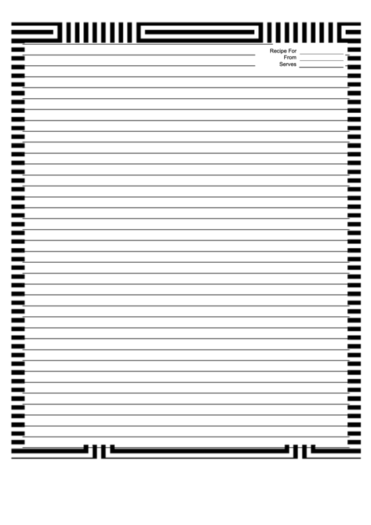 Black White Geometric Recipe Card 8x10 Printable pdf