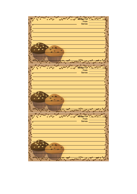 Brown Chocolate Chip Muffins Recipe Card Template Printable pdf