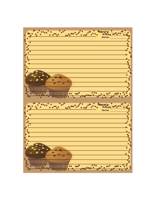 Brown Chocolate Chip Muffins Recipe Card 4x6 Template Printable pdf