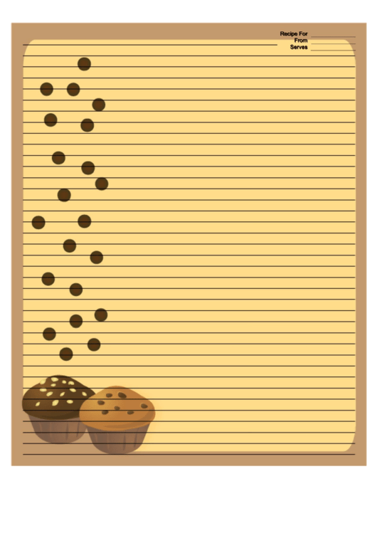 Brown Chocolate Chip Muffins Recipe Card 8x10 Printable pdf