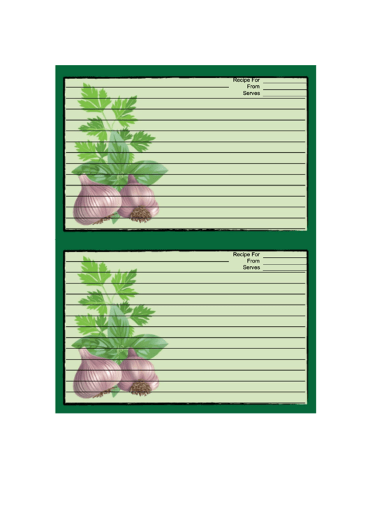 Garlic Green Recipe Card 4x6 Printable pdf