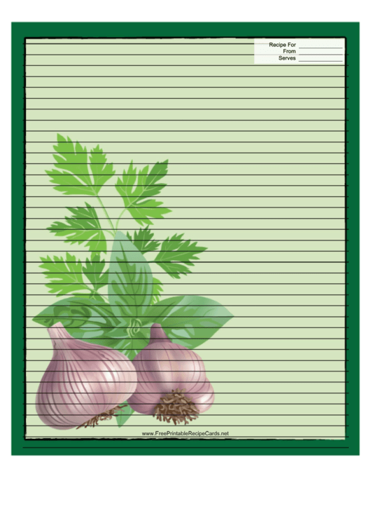 Garlic Green Recipe Card 8x10 Printable pdf